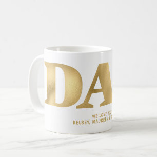 Cadeau voor Papa met Namen van Kinderen Goud Koffiemok