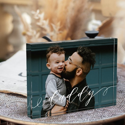 Cadeau voor papa | Papa Script Calligraphy Keepomw Fotoblokken