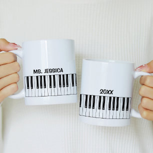 Cadeau voor pianolerares pianotoetsen koffie mok