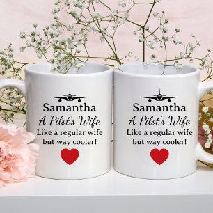 Cadeau voor piloot echtgenote Vliegtuig Hart grapp Koffiemok