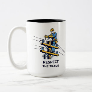 Cadeau voor professionele elektricien tweekleurige koffiemok