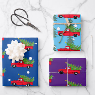 cadeau voor rode kerstauto ' s inpakpapier vel