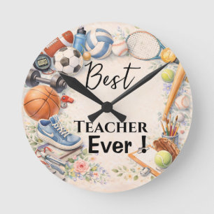 Cadeau voor sportleraar bedankt einde schooljaar ronde klok