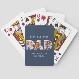 Cadeau voor vader met moderne typografie en foto v pokerkaarten