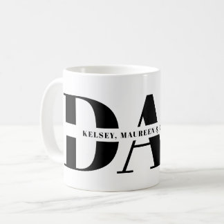 Cadeau voor vader met namen van kinderen  koffiemok