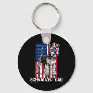 Cadeau voor vader Vaderdag Mini Schnauzer Vlag van Sleutelhanger