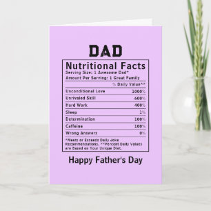 Cadeau voor Vaderdag met voedingsfeiten voor papa Kaart