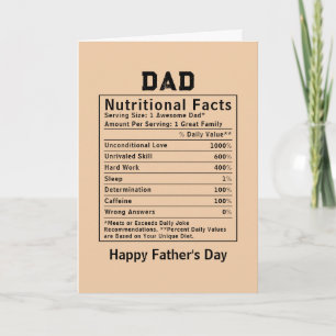 Cadeau voor Vaderdag met voedingsfeiten voor papa Kaart