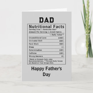 Cadeau voor Vaderdag met voedingsfeiten voor papa Kaart