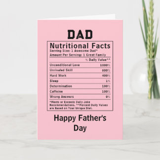 Cadeau voor Vaderdag met voedingsfeiten voor papa Kaart