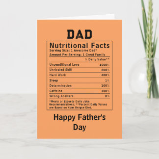 Cadeau voor Vaderdag met voedingsfeiten voor papa Kaart