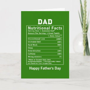 Cadeau voor Vaderdag met voedingsfeiten voor papa Kaart