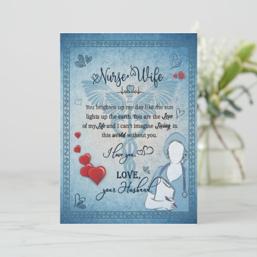 Cadeau voor verpleegster echtgenote | Brief aan vr Kaart (Staand voorkant)