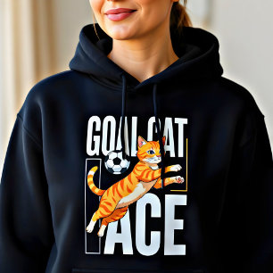 Cadeau voor Voetballer Cute Goal Cat Ace Design Hoodie
