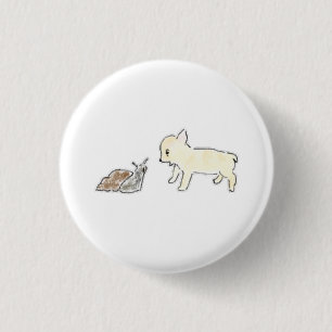 Cadeau voor vrienden van puppy en slak ronde button 3,2 cm