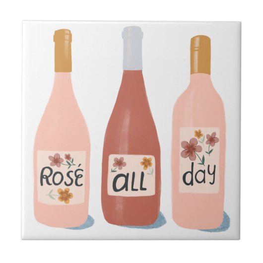 cadeau voor wijnliefhebbers op de hele dag roos tegeltje (Voorkant)