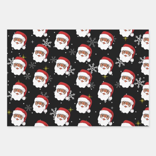 cadeau voor zwarte kerstman en kerstboom inpakpapier vel (Voorkant)