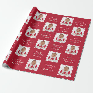 Cadeau Votre photo Nom personnalisé Papier d'enveloppemen