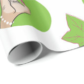 Cadeau Vrai papier d'emballage assez rose et vert (Coin rond)