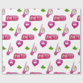 Cadeau Vrai papier d'emballage assez rose et vert (Plat)