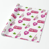 Cadeau Vrai papier d'emballage assez rose et vert (Déroulé)