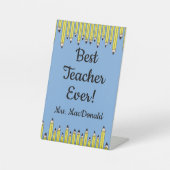 Cadeau waardering leraar beste leraar ooit reclamebord met voetstuk (Voorkant)