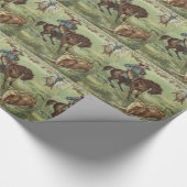 Cadeau Western Gift Wrapping Papier Cowboy Roping A Steer (Coin)