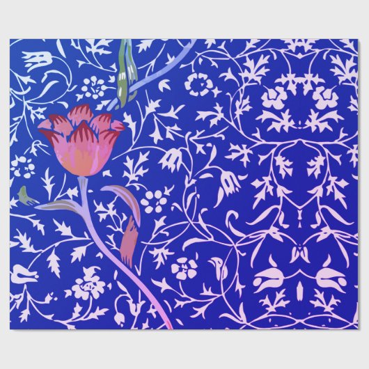 Cadeau William Morris TULIP EN papier d'enveloppement BLE (Plat)