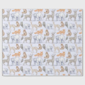 Cadeau Woodland Créatures Rustic Holiday Wrapper Papier (Plat)