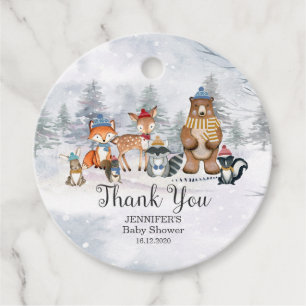 Cadeau Woodland Winter Show Forest Animaux étiquettes cad