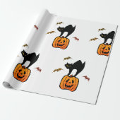 CADEAU WRAPPER PAPIER GRAVE CHAT AVEC CITROUILLE ET BATS (Déroulé)
