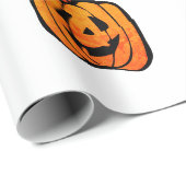 CADEAU WRAPPER PAPIER GRAVE CHAT AVEC CITROUILLE ET BATS (Coin rond)