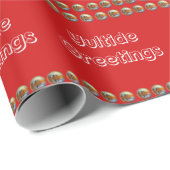 Cadeau Yuletide Salutations papier d'enveloppement rouge (Coin rond)