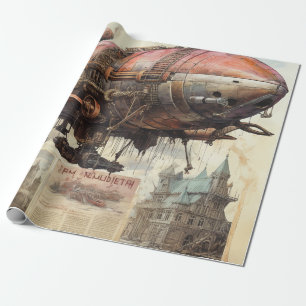 Cadeau Zeppelin Steampunk vintage (9) Tissu Papier