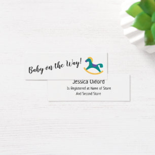 Cadeaubabyshower registratie met briefkaarten en s mini visitekaartjes