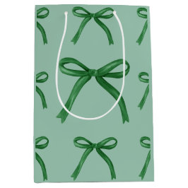 Cadeaubag met leuk elegant groen strikpatroon medium cadeauzakje