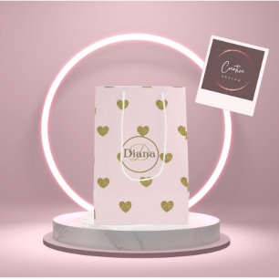 Cadeaubag met monogram en naam medium cadeauzakje