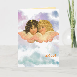 CADEAUBAG TWEE ENGELEN IN PASTELKLEUREN  KAART