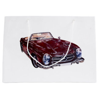 Cadeaubagage met vintage burgundy auto groot cadeauzakje