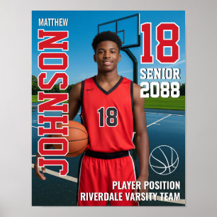 Cadeaubasketbalteamfoto voor senior spelers Sport Poster
