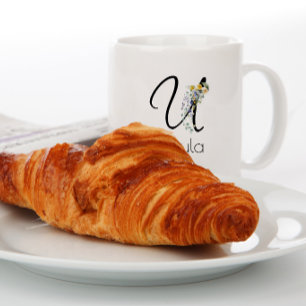 Cadeaubeker met monogram waterverf voor pensioen w extra grote beker