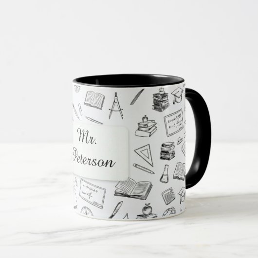 Cadeaubeker voor leraar Zwart & Wit Natuurkunde Wi Mok (Voorkant rechts)