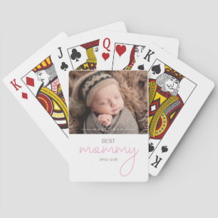 Cadeaubestemming voor mama Sinds babyfoto hart Pokerkaarten