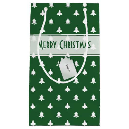 Cadeaubijslabnaam: Prettig kerstfeest groen boompa Klein Cadeauzakje (Voorkant)