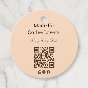 Cadeaublaadje met QR-code voor koffieliefhebbers Bedankjes Labels