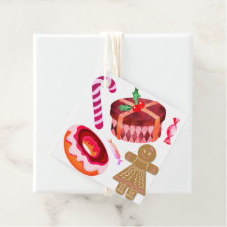 Cadeaublaadjes, Donuts, Peperkoek Meisjes, Kerstst Bedankjes Labels