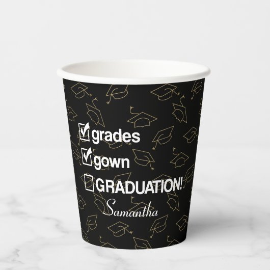 Cadeaubon Afstuderen op aangepaste naam | Funny Af Papieren Bekers (Voorkant)