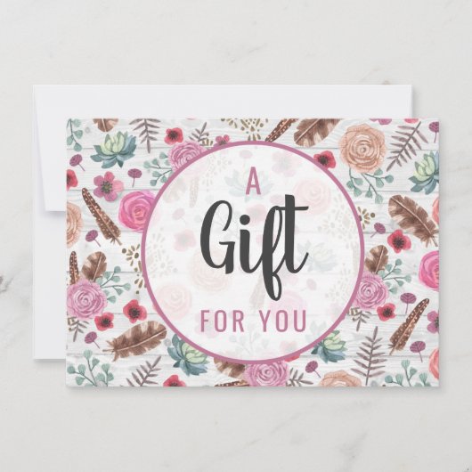 Cadeaubon Boho Chic Landelijke Veer Pijl (Voorkant)