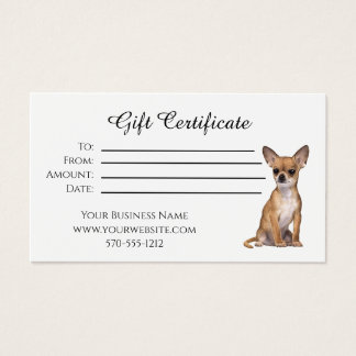 cadeaubon chihuahua dog visitekaartje