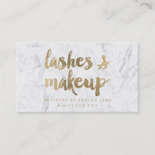 Cadeaubon chique gouden wimpers make-up marmer kortingskaartje
